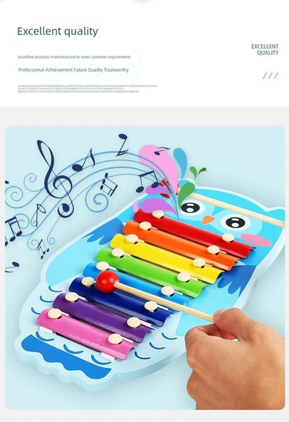 Montessori Ahşap Hayvan Müzik Kutusu Piyano - Hippokampus Sekiz Ton - 8