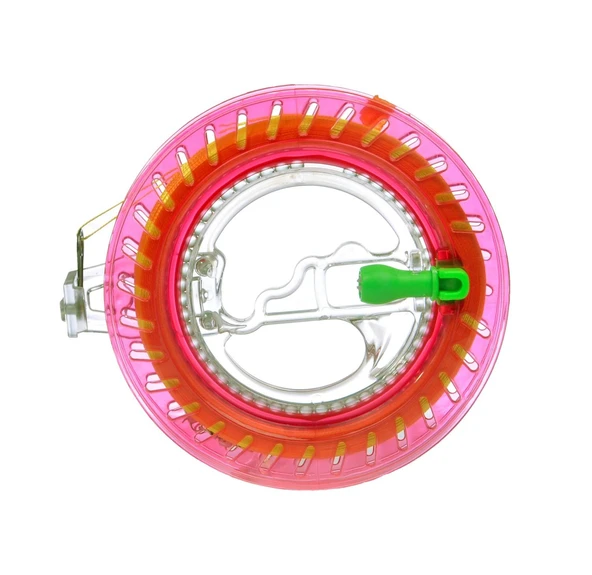 El Tipi Uçurtma İpi Sarma Aracı - 16cm Kesik Tekerlek - 150m Sarı İp - Beyaz Sap - 8