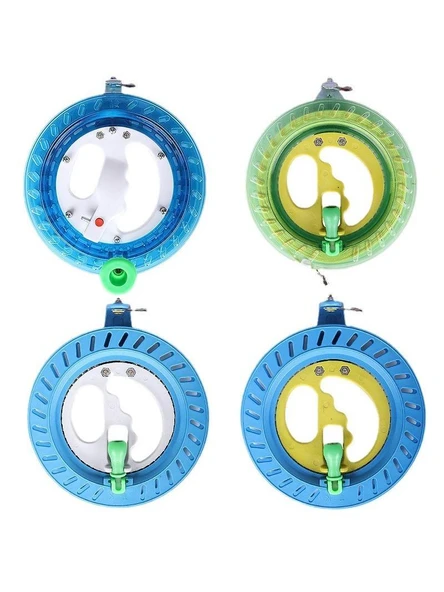 El Tipi Uçurtma İpi Sarma Aracı - 16cm Kesik Tekerlek - 150m Sarı İp - Beyaz Sap - 6