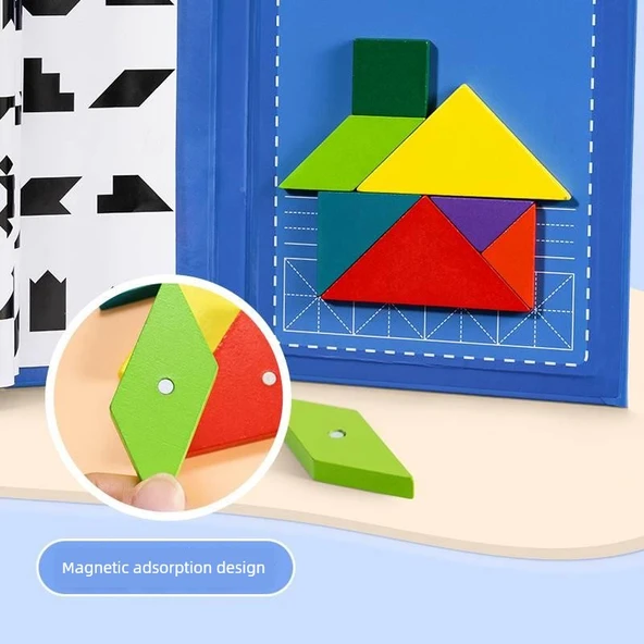 Manyetik Tangram Bulmaca Kitabı - Manyetik Tangram - 96 Soru [Gelişmiş-Sahne Şeması] - 3