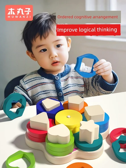 Montessori Geometrik Şekil Eşleştirme Seti - Çiçek Şekli Renk Tanıma - 4