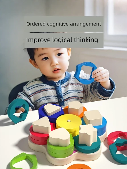 Montessori Geometrik Şekil Eşleştirme Seti - Çiçek Şekli Renk Tanıma - 10