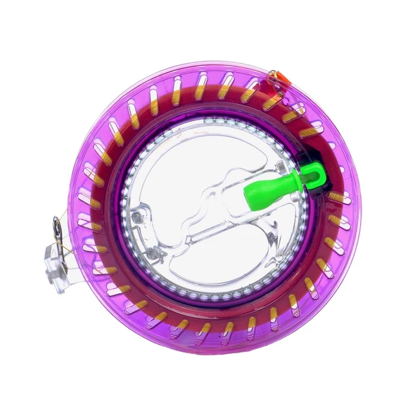 El Tipi Uçurtma İpi Sarma Aracı - 16cm Kesik Tekerlek - 150m Sarı İp - Beyaz Sap - 11