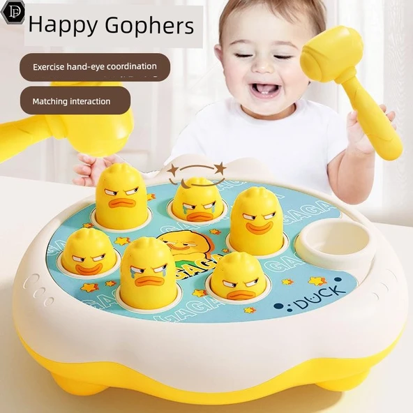 Çocuklar için Whac-A-Mole Oyuncağı - Kurbağa 2 Çekiçli ve 5 Katmanlı Hamster - 2