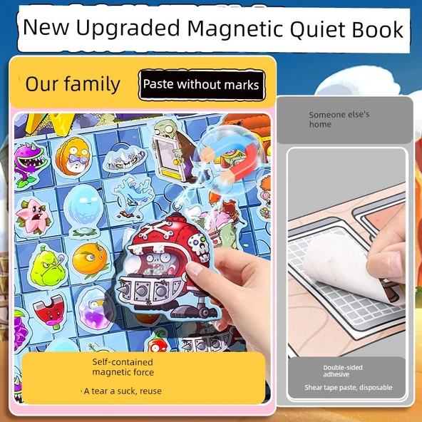 Bitkiler ve Zombiler Magnetik Bulmaca Kitabı - Magnetik Gece Tepesi - Büyük Boy Tam Renkli Lazer - 5