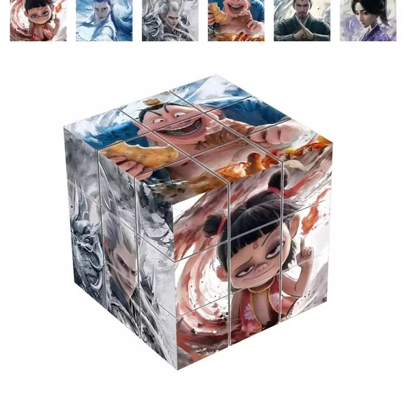 Nezha Büyülü Çocuk Yaratıcı Rubik Küpü - [3 Paket] Şeytan Çocuk Deniz + Şeytan Çocuk Dünyaya İniş + Çizgi Film Şeytan Çocuk - Resim 8