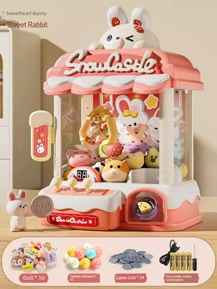 Elektrikli Pençe Makinesi Oyuncak Bulmaca Oyunu - Artı Seçilen Versiyon Meng Meng Tavşan - 10 Bebek, 10 Gashapon