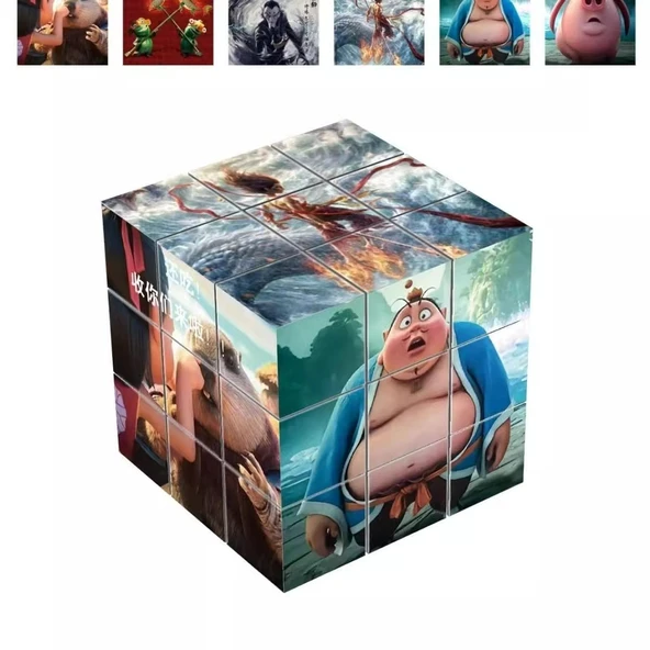 Nezha Büyülü Çocuk Yaratıcı Rubik Küpü - [3 Paket] Şeytan Çocuk Deniz + Şeytan Çocuk Dünyaya İniş + Çizgi Film Şeytan Çocuk - Resim 9