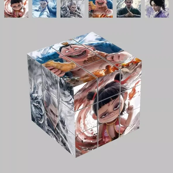 Nezha Büyülü Çocuk Yaratıcı Rubik Küpü - [3 Paket] Şeytan Çocuk Deniz + Şeytan Çocuk Dünyaya İniş + Çizgi Film Şeytan Çocuk - Resim 7