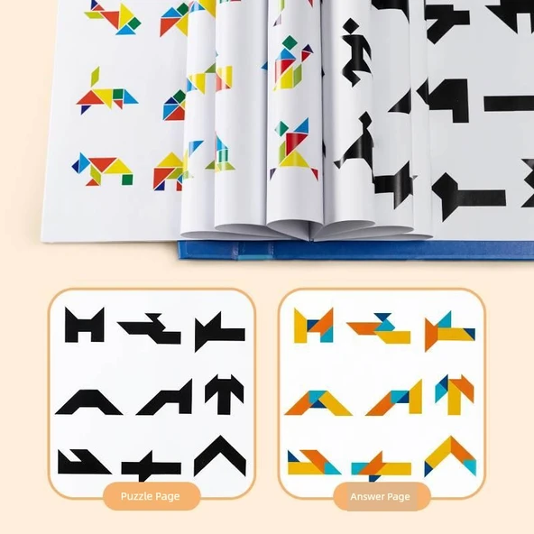 Manyetik Tangram Bulmaca Kitabı - Kütük 14x14cm - 2