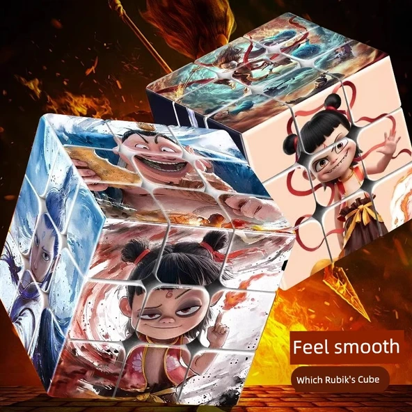 Nezha Büyülü Çocuk Yaratıcı Rubik Küpü - [3 Paket] Şeytan Çocuk Deniz + Şeytan Çocuk Dünyaya İniş + Çizgi Film Şeytan Çocuk - Resim 2
