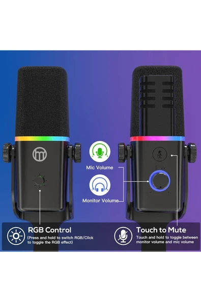 Coverzone Profesyonel Ses Kartı ve Mikrofon Set Kayıt Condenser Masaüstü Canlı Yayın Mikrofonu P100KD8 - 4