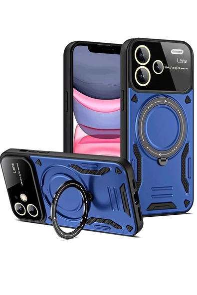 Coverzone Xiaomi Redmi Note 13 Pro Plus ile uyumlu Kılıf Joy Joy Standlı Lens Korumalı 360 Yüzük Aparatı ürün görseli