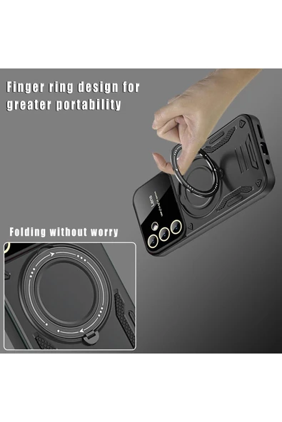 Coverzone Xiaomi Redmi 12C ile uyumlu Kılıf Joy Joy Standlı Lens Korumalı 360 Yüzük Aparatı - Resim 5