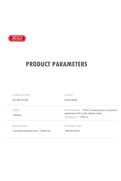 Xo Aux Ses Kablosu,Altın Kaplama Konnektör,Kaliteli İletim,HD Ses,Şeffaf Slikon içi Örgü Kablo,NB-R279B - Resim 3