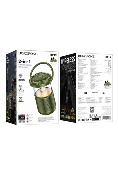 Borofone Bluetooth Speaker Işıklı Kablosuz Speaker Bluetooth Hoparlör El Tutamaçlı Kamp Lambası - 4