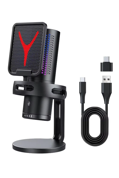 Coverzone Bilgisayar Masaüstü Mikrofon Semi Pro Tak Çalıştır Usb Kablolu Vlog Canlı Yayın Yanmai Gm7-b