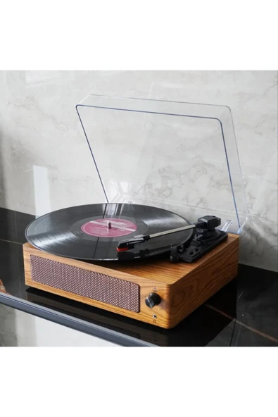 Coverzone Klasik Görünümlü Pikap Hoparlörlü Bluetooth Bağlantı 33 45 78 Dönüş Hızı R108 - 1