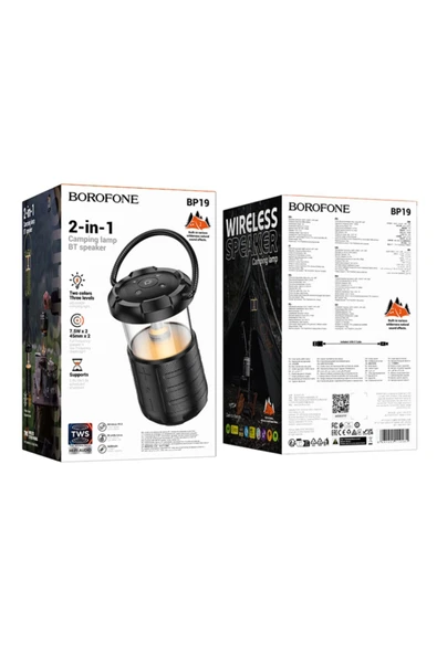 Borofone Bluetooth Speaker Işıklı Kablosuz Speaker Bluetooth Hoparlör El Tutamaçlı Kamp Lambası - 4