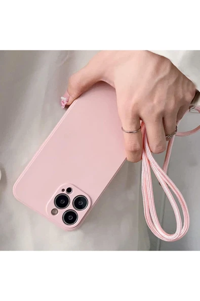 Coverzone Galaxy A04E ile uyumlu İpli Boyun Askılı Silikon Kılıf Kadife iç Yüzeyli Epiphany Kılıf Lila - Resim 3