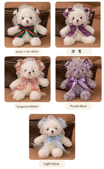 Lolita Peluş Ayı - Açık Gri - 40cm - 9