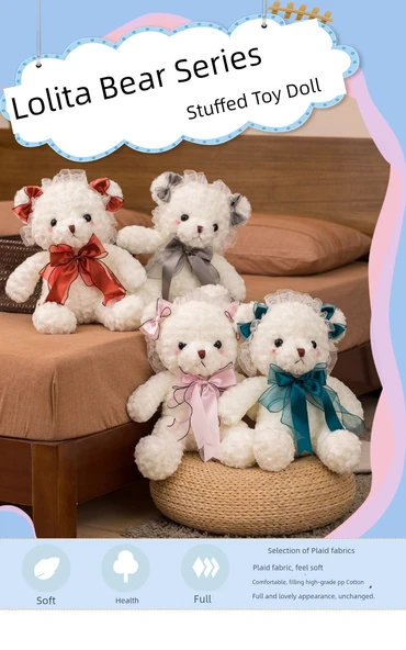 Lolita Peluş Ayı - Açık Gri - 40cm - 7