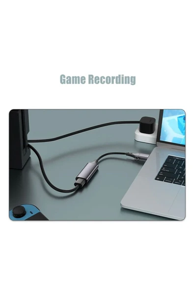 Coverzone Type C Video Capture Yakalama Kartı Uçlu HDMI to Type-C PC Bilgisayar Video Yakalama ZR964 - Resim 4