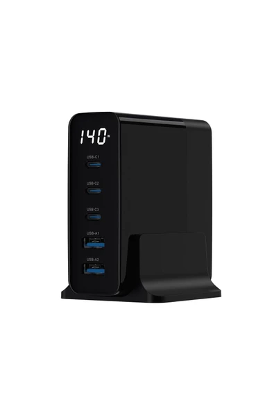 X-Level X-chargerdockpro 140w Gan Teknoloji 5 Port Pd Hızlı Şarj Cihazı Macbook Iphone Uyumlu Şarj Aleti - Resim 2