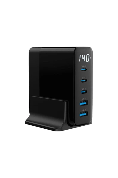 X-Level X-chargerdockpro 140w Gan Teknoloji 5 Port Pd Hızlı Şarj Cihazı Macbook Iphone Uyumlu Şarj Aleti - Resim 4
