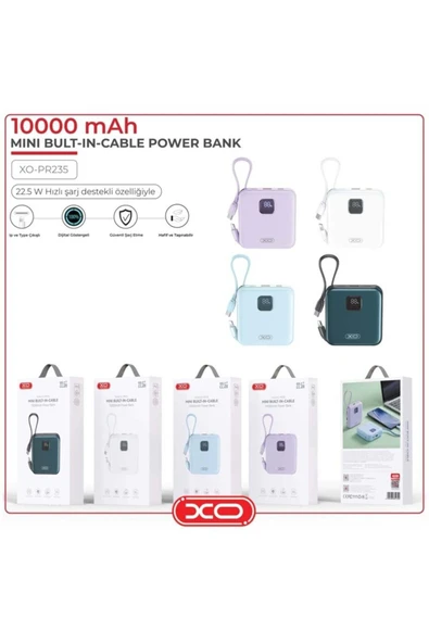 Xo 22.5w Pd Fast Type-c Usb-c Iphone Uyumlu Kablolu 10000 Mah Taşınabilir Şarj Aleti Powerbank Pr235 - 2