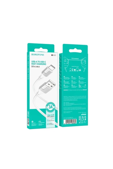 Borofone iPhone ile Uyumlu 3.0A Şarj ve Data Kablo USB to Type-C - 1 Metre - BX101 - Resim 2