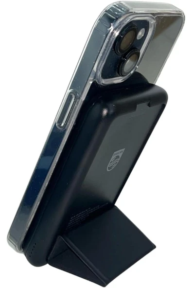 Philips MagSafe Kablosuz Powerbank,5000 mAh,Stand Özellikli,USB-C ve USB-A Çıkışlı,Hızlı Şarj,Li-Po,DLP9701C - Resim 3