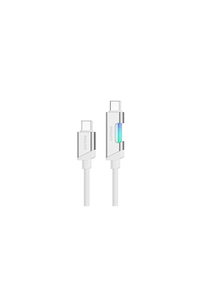 Philips Type-C-Type-C Şarj Kablosu 60W, Hızlı Şarj, 3A Yüksek Akım, 1 Metre, Dayanıklı Örgü Kablo,DLC5021C