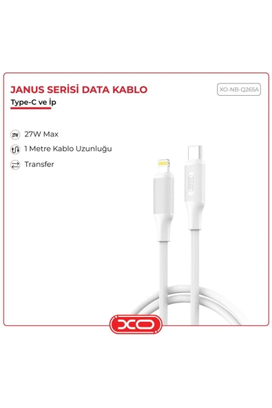 Xo 27W PD Hızlı Fast USB-C TYPE-C To Lightning iPhone iPad Uyumlu Data Veri Şarj Kablosu NB-Q265A - Resim 2