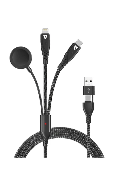 Coverzone 5in1 Şarj Kablo, 100W + 27WPD USB to Type-C Kablo, 120 cm USB to Type C / Lightning ZR792 - 7