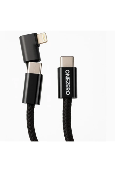 Coverzone 2in1 iPhone ile Uyumlu Data ve Şarj Kablo, Type-C to Type-C Lightning Kablo, 120 cm Uzunluk ZR50 ürün görseli