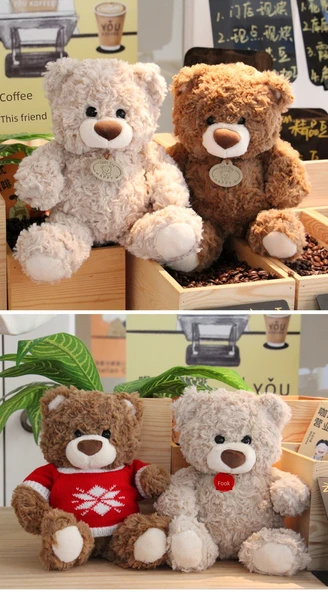 Ayıcık Peluş Oyuncak - Kar Tanesi Kazak Yeşil - 26cm + Hediye Çantası - 9