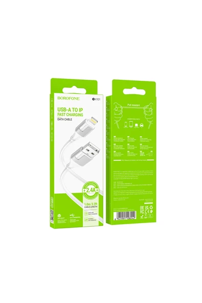 Borofone İphone Ile Uyumlu 2.4a Şarj Ve Data Kablo Usb To Lightning - 1 Metre - Bx101 - Resim 4