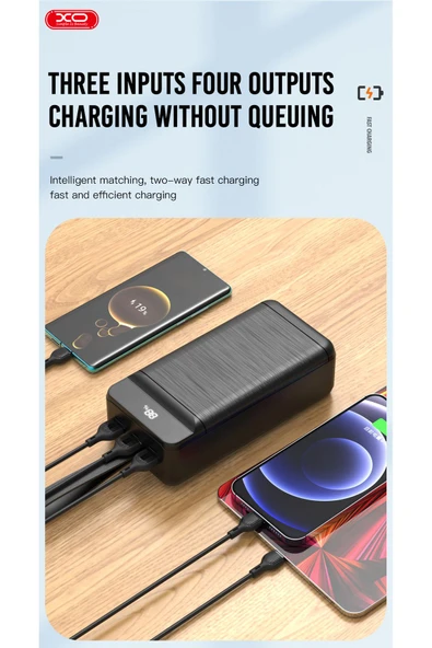 Xo 30000mAh Yüksek Kapasiteli Hızlı Şarj PowerBank,Kamp,Doğal Afet,Uzun Yol,22.5W Hızlı Şarj LED,PR156 - 5