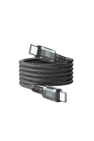 Xo 60W Hızlı Şarj Kablosu Type-C | NB-Q267 | Örgülü Organize Manyetik Şarj Kablosu | 1 Metre | Siyah ürün görseli
