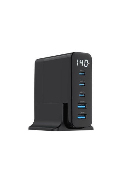 X-Level X-chargerdockpro 140w Gan Teknoloji 5 Port Pd Hızlı Şarj Cihazı Macbook Iphone Uyumlu Şarj Aleti ürün görseli