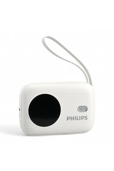 Philips Kablolu Powerbank,10000 mAh,Dahili Type-C ve Lightning Kablo,Dijital Ekran,3.6V,Akım Koruma,DLP8722