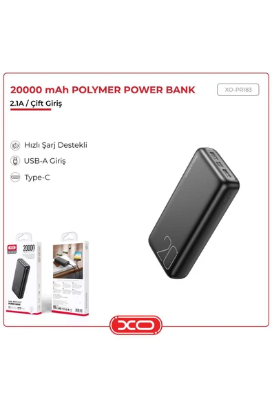 Xo 2.1a Çift Usb Çıkışlı Usb-c Type-c Micro Girişli 20000 Mah Taşınabilir Şarj Aleti Powerbank Pr183 - 2