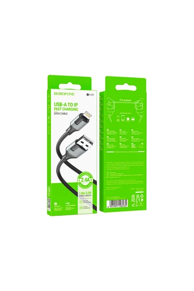 Borofone İphone Ile Uyumlu 2.4a Şarj Ve Data Kablo Usb To Lightning - 1 Metre - Bx101 - Resim 4