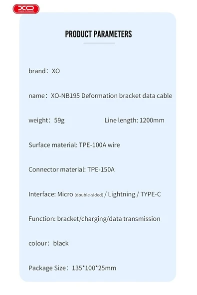 Xo Veri Kablosu,Şarj Kablosu,Kırılmaya Karşı Dayanıklı,1.2m,2.4A Hızlı Şarj,PVC Kaplama,Micro USB,NB195 - 5