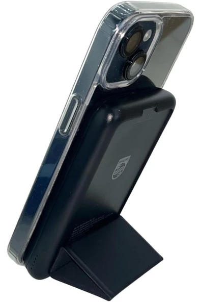 Philips MagSafe Kablosuz Powerbank,5000 mAh,Stand Özellikli,USB-C ve USB-A Çıkışlı,Hızlı Şarj,Li-Po,DLP9701C - 2