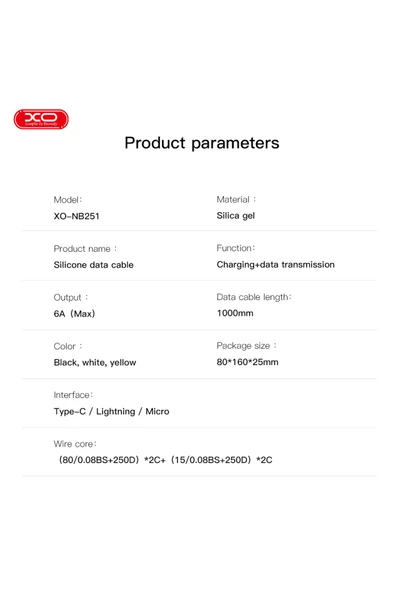 Xo 6A Lightning Hızlı Şarj Kablosu,NB251,Slikon,1 Metre,Kırılmaya Karşı Dayanıklı,Hızlı Veri Aktarımı - Resim 4