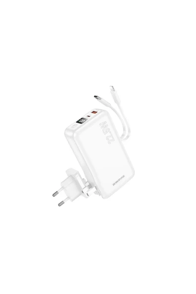 Borofone 10000mAh Powerbank, Avrupa ve Amerika Adaptörlü Güç Bankası iPhone ile Uyumlu Şarj Led Gösterli BJ39 - Resim 2