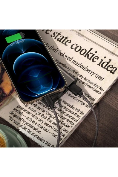 Coverzone iPhone ile Uyumlu 2.4A Şarj ve Data Kablo USB to Lightning - 1 Metre - BX52 - Resim 2