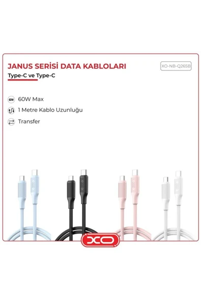 Xo 60w Pd Hızlı Fast Usb-c Type-c Android Iphone Ipad Tablet Uyumlu Data Veri Şarj Kablosu Nb-q265b ürün görseli